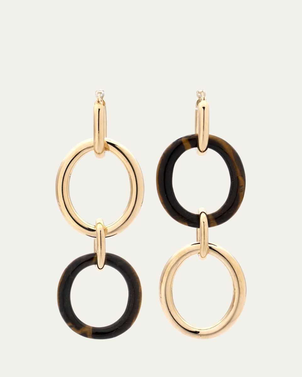 18K Yellow Gold Small Tiger's Eye Interchangeable Drop Earrings
